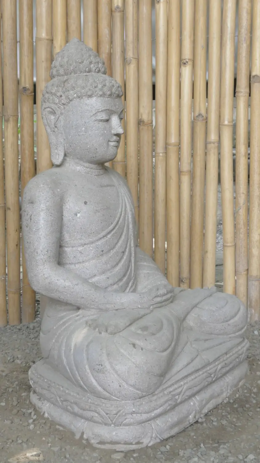  Product image 3 of the product “Seated Buddha made of Riverstone in Dhyana position - gesture of meditation, H.83 cm, natural. ”